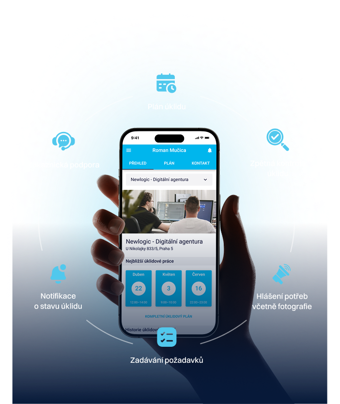 Rozhranní aplikace pro řízení úklidu Lepší Úklid.